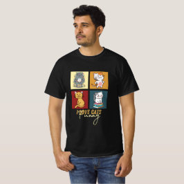 I Love Cats Funny squar design T-shirt