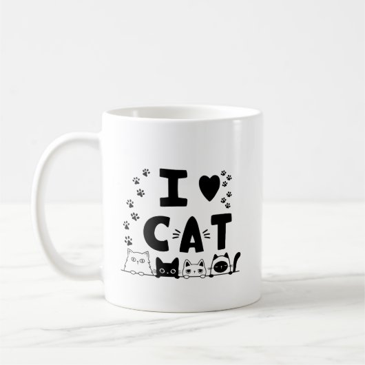 I Love Cats Mok – Schattigee Kattenprint Koffiebek (Links)
