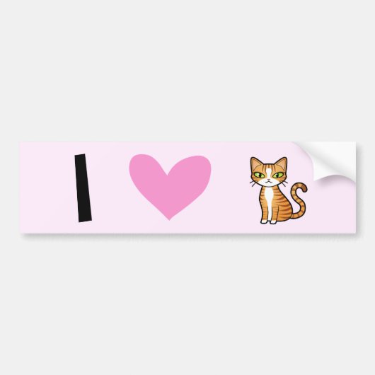 I Love Cats (ontwerp je eigen cartoon kat) Bumpersticker (Voorkant)