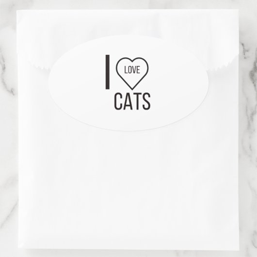 I LOVE CATS OVALE STICKER (Tas)