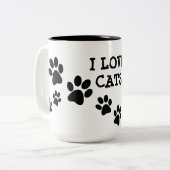 I Love Cats Pawprints Design Coffee Mok (Voorkant links)