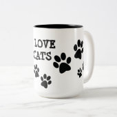 I Love Cats Pawprints Design Coffee Mok (Voorkant rechts)