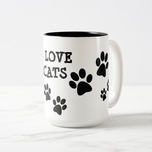 I Love Cats Pawprints Design Coffee Mok (Voorkant rechts)