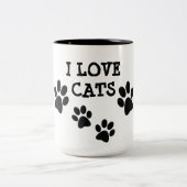 I Love Cats Pawprints Design Coffee Mok (Center)