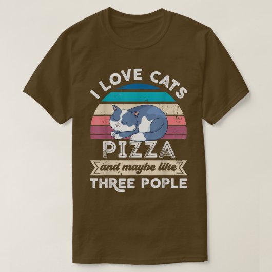 I love Cats Pizza and like Three People T-Shirt (Design voorkant)