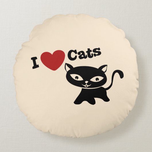 I love cats rond kussen (Voorkant)