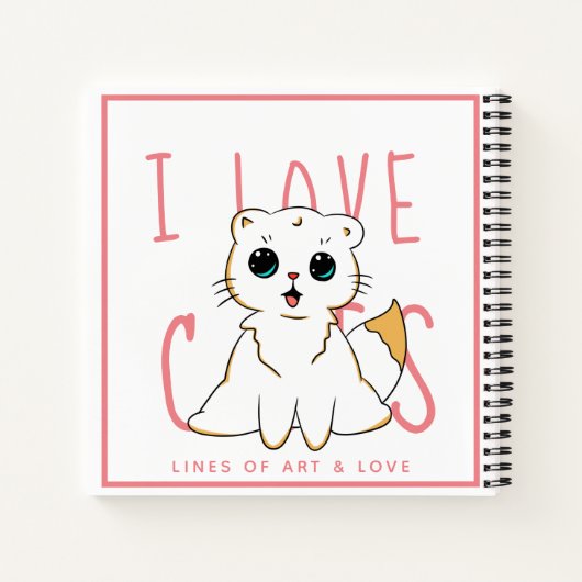 I Love Cats - Schattige Tekening Notitieboek (Achterkant)