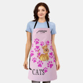 I Love Cats Schort - Pink Heart Paws Design (Gedragen)