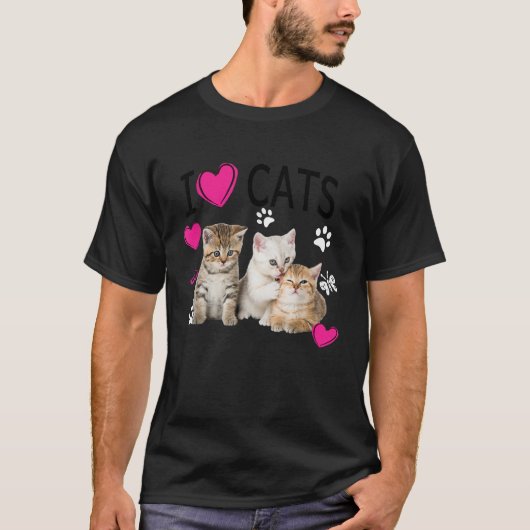 I Love Cats Shirt Kattenliefhebber T-shirt I love  (Voorkant)