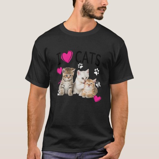 I Love Cats Shirt Kattenliefhebber T-shirt Ik hou  (Voorkant)