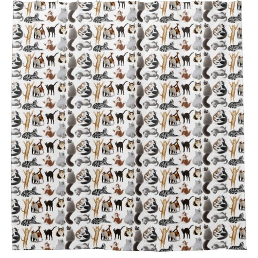 I Love Cats Shower Curtain Douchegordijn (Voorkant)