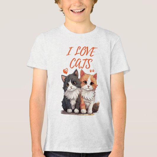 I LOVE CATS Tri-Blend SHIRT (Voorkant)