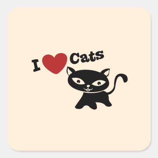 I love cats vierkante sticker (Voorkant)