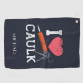 I Love Caulking Construction Worker Golfhanddoek (Horizontaal)