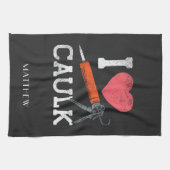 I Love Caulking Construction Workers Personated Theedoek (Horizontaal)