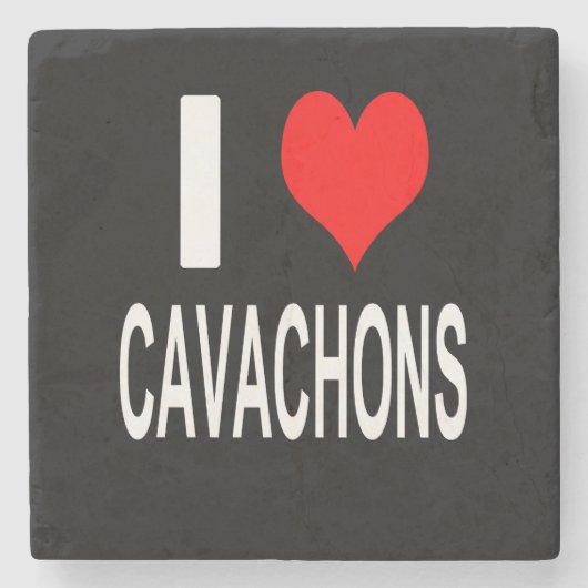 I Love Cavachons Stenen Onderzetter (Voorkant)