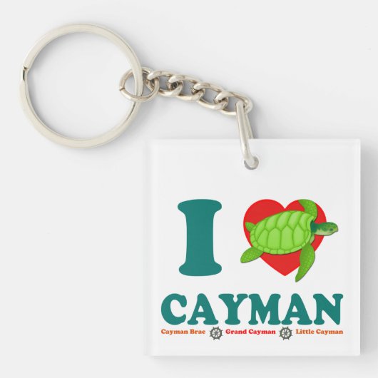 I Love Cayman Caribbean Style Souvenir Sleutelhanger (Voorkant)