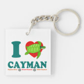 I Love Cayman Caribbean Style Souvenir Sleutelhanger (Achterkant)