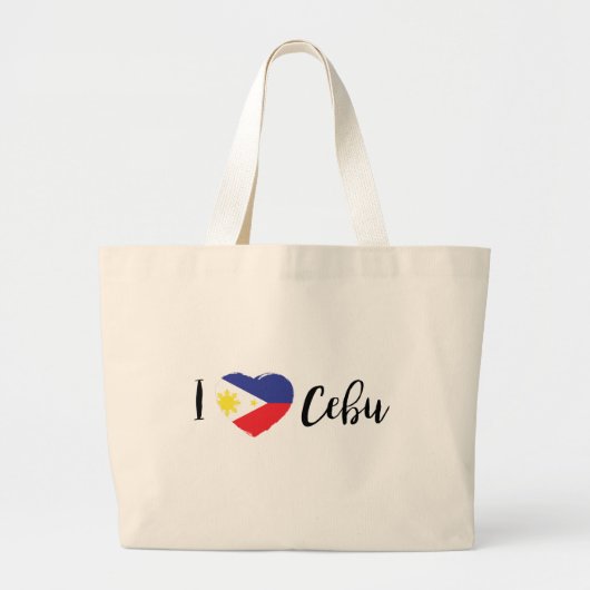 I Love Cebu with Philippines Flag Heart Grote Tote Bag (Voorkant)