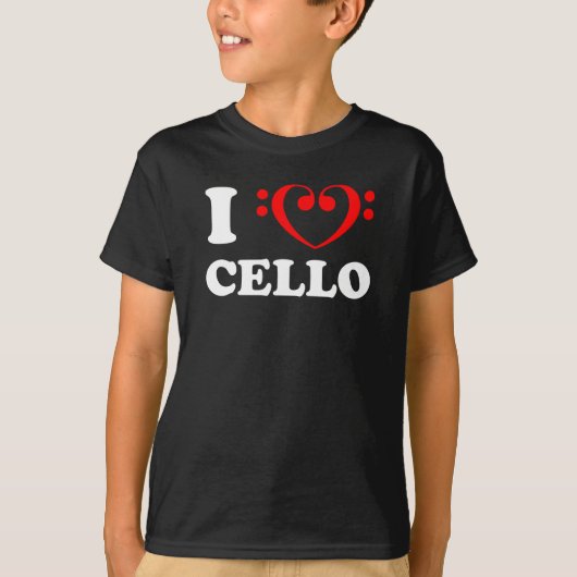 I Love Cello Bass Clef T-shirt (Voorkant)