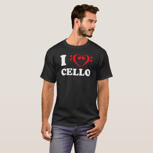 I Love Cello Bass Clef T-shirt (Voorkant volledig)