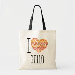 I Love Cello Oranje Mandala Heart Tote Bag