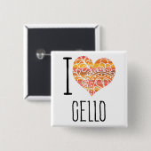 I Love Cello Oranje Mandala Heart Vierkante Button 5,1 Cm (Voorkant /achterkant)
