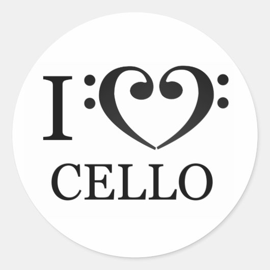 I Love Cello-stickers Ronde Sticker (Voorkant)