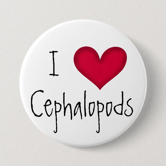 I Love Cephalopods Pin Ronde Button 7,6 Cm (Voorkant)