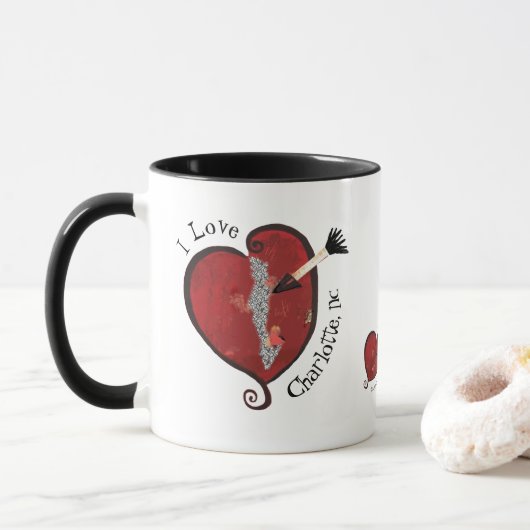 I Love Charlotte, NC Mok (Met donut)