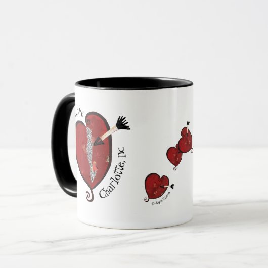 I Love Charlotte, NC Mok (Voorkant links)