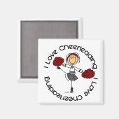 I Love Cheerleading Stick Figuur Cheerleader Magneet (Voorkant / Achterkant)