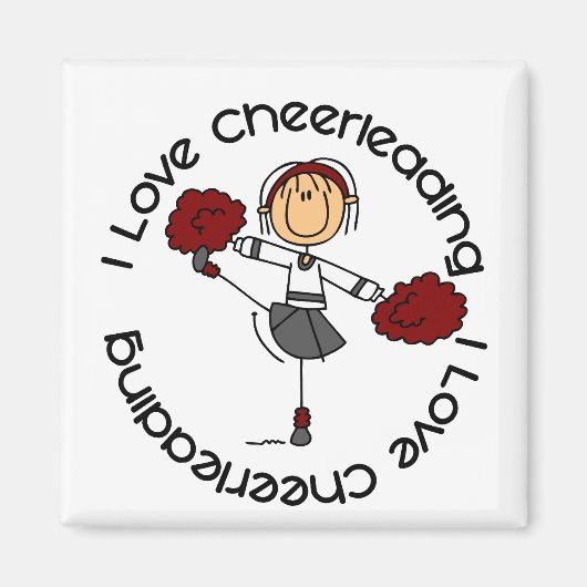 I Love Cheerleading Stick Figuur Cheerleader Magneet (Voorkant)