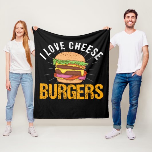 I Love Cheese Burgers, Hamburger Fleece Deken (In situ)