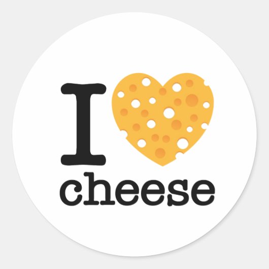 I Love Cheese Ronde Sticker (Voorkant)