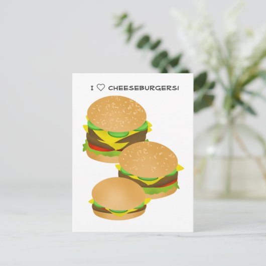 I Love Cheeseburgers Briefkaart (Staand voorkant)