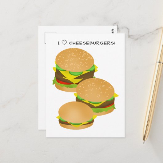I Love Cheeseburgers Briefkaart (Voorkant / Achterkant in situ)