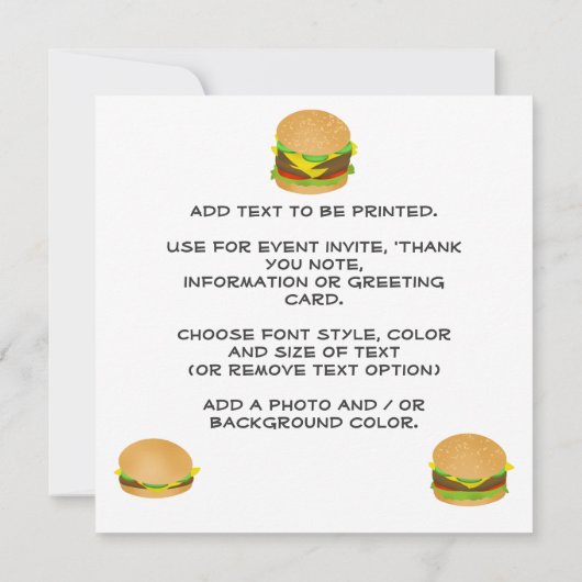 I Love Cheeseburgers Kaart (Achterkant)