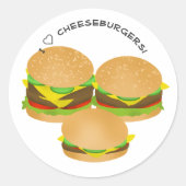 I Love Cheeseburgers Ronde Sticker (Voorkant)