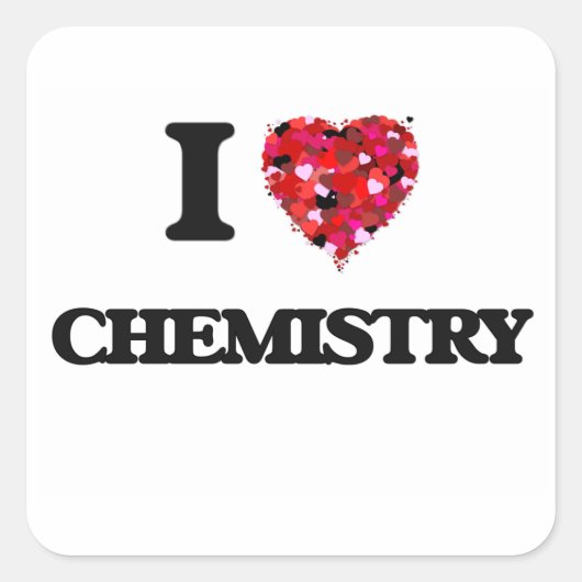 I Love Chemistry Vierkante Sticker (Voorkant)