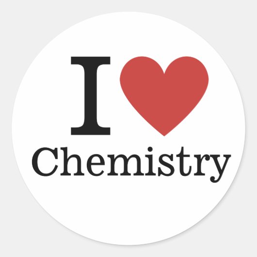 I ❤️ Love Chemistry voor student / faculteit Ronde Sticker (Voorkant)