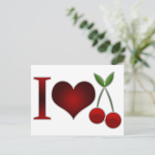 I Love Cherries Briefkaart (Staand voorkant)