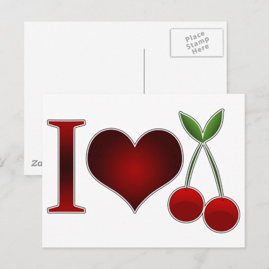 I Love Cherries Briefkaart (Voorkant / Achterkant)