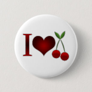 I Love Cherries Ronde Button 5,7 Cm