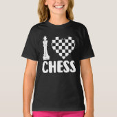 I Love Chess – Classic King and Checkered Heart T-shirt (Voorkant)