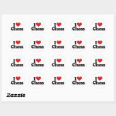 I Love Chess Ronde Sticker (Vel)