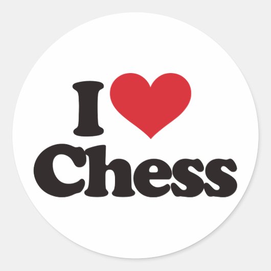 I Love Chess Ronde Sticker (Voorkant)