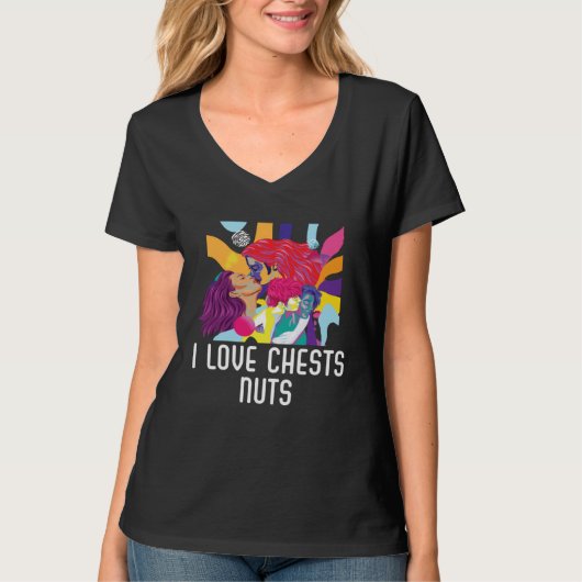 I Love Chests Nuts Bisexual Pride Bisexuality LGBT T-shirt (Voorkant)