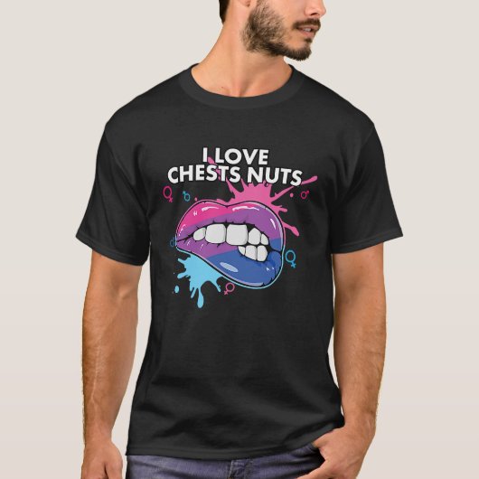I Love Chests Nuts Bisexual Pride Bisexuality LGBT T-shirt (Voorkant)