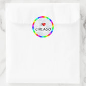 I Love Chicago, tekstontwerp Ronde Sticker (Tas)